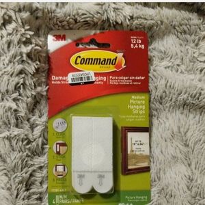 3/$15.00 3M Command Medium Picture Hanging Strips 4 Pairs-Holds 12 Lbs N…